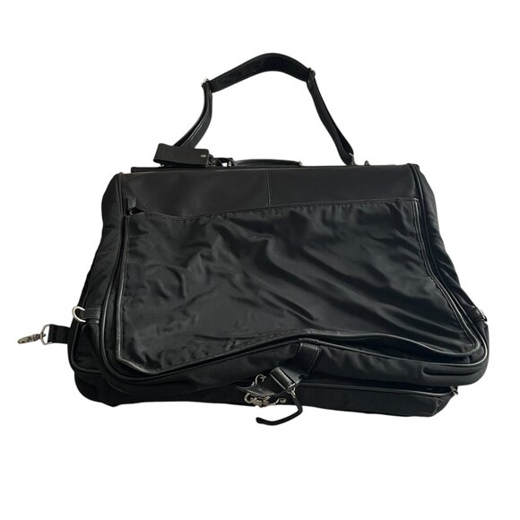 Coach Hanging Garment Travel Shoulder Bag Black Nylon W/ Leather Trim Zip Around - Picture 1 of 5